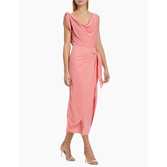 Cinq à Sept Odin Jersey Draped Midi-Dress in Pink  Size 6 - Picture 3 of 12